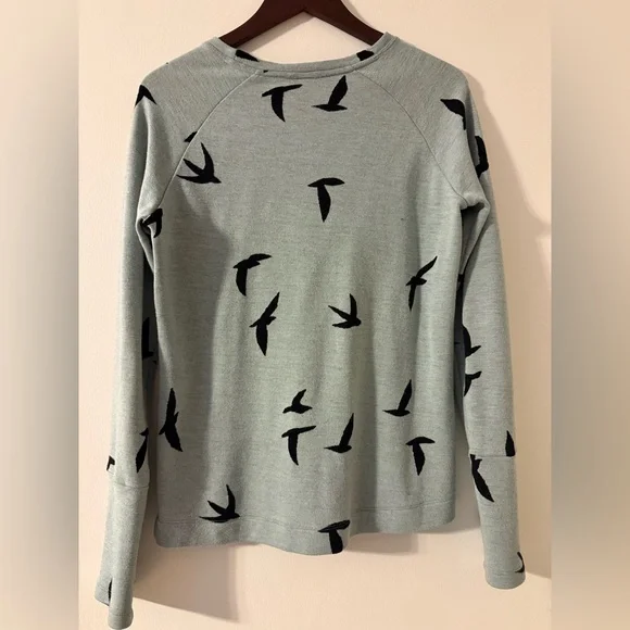 Oiselle Wazzie Wool Sweater. Mint Green with Birds Size 8. - Picture 4 of 4